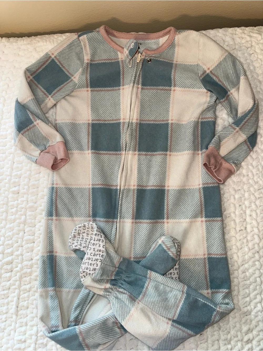 Carter's Purple Polka Dot Sleep Sack & Blue Plaid Zip Pajama Set